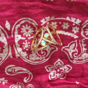 Anthropologie 3/4" Earrings (ylw gold, cz, opal)